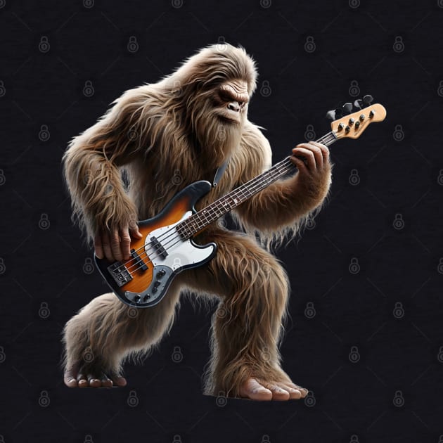 Bigfoot Playing A Electric Guitar Rock On Sasquatch Big Foot by marchizano